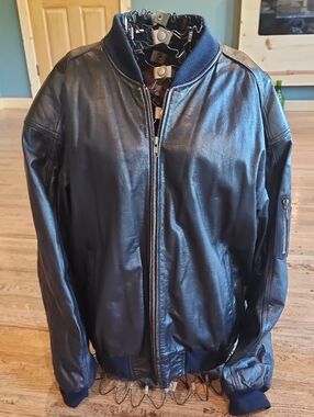 Black Soft Leather Bomber Jacket - Classic Men's Zip-Up